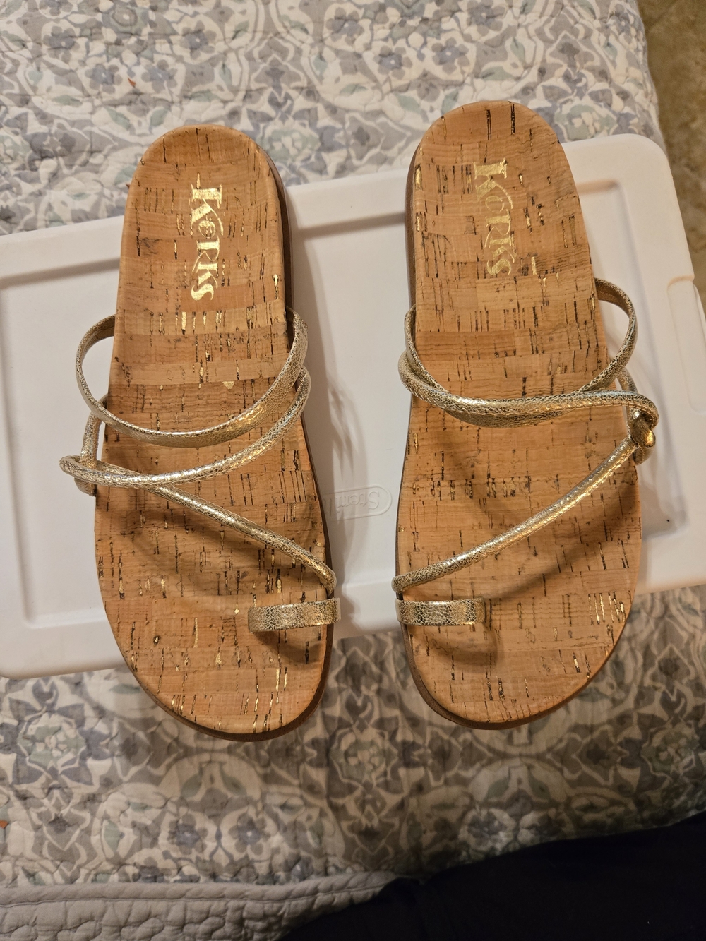 Korks Metallic Gold Slide Sandal